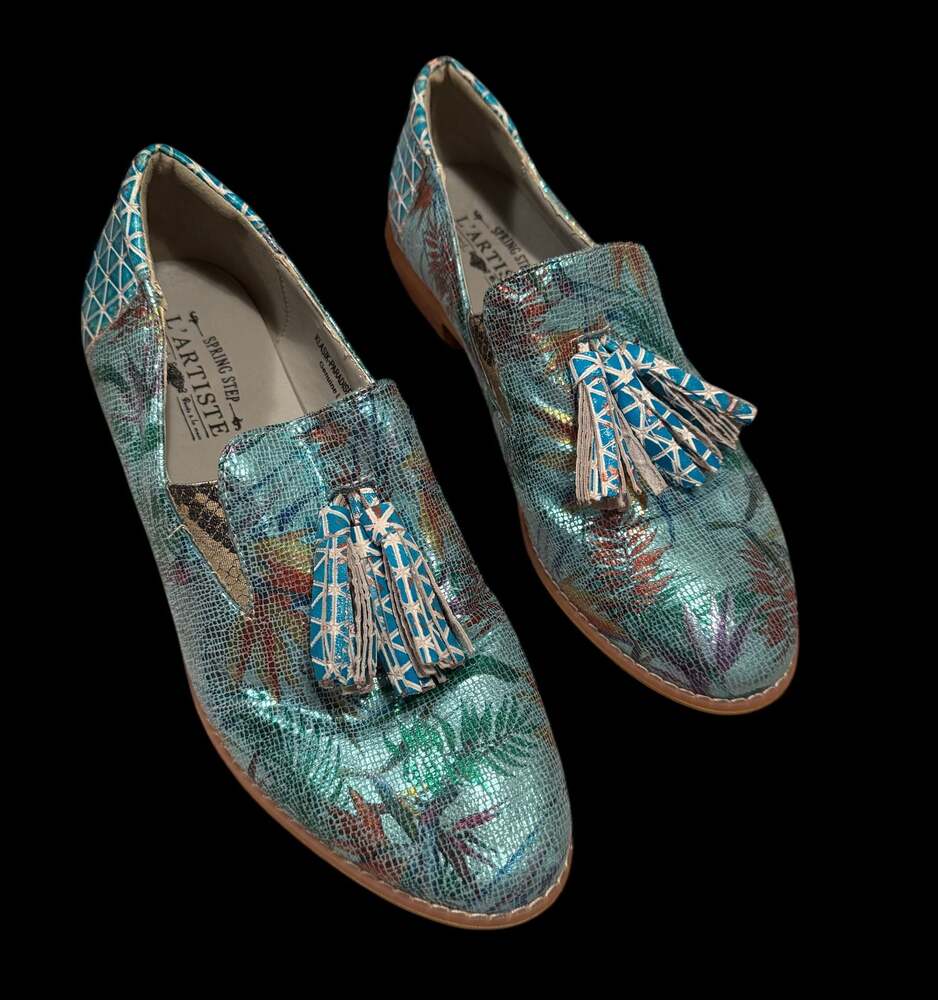 L'Artiste by Spring Step Women's KLASIK-Paradise Loafer, Turquoise, size 40